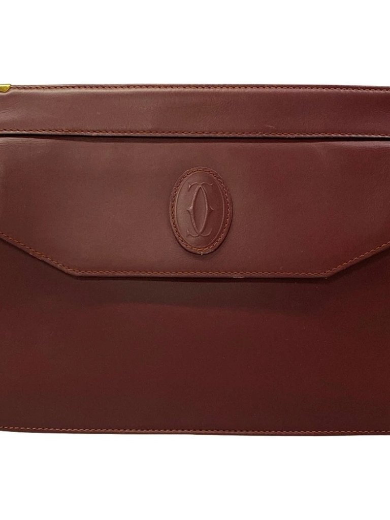 Cartier Must Line Bordeaux Leather Clutch Bag